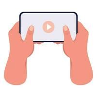 Hände spielen ein Video im Smartphone Symbol vektor