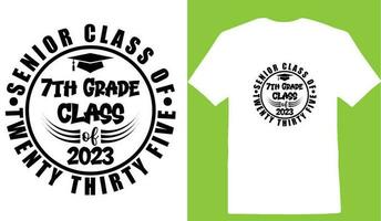 senior klass av tjugo trettio fem 7:e kvalitet klass av 2023 t-shirt vektor