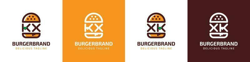 Brief kx und xk Burger Logo, geeignet zum irgendein Geschäft verbunden zu Burger mit kx oder xk Initialen. vektor