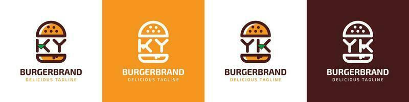 Brief ky und yk Burger Logo, geeignet zum irgendein Geschäft verbunden zu Burger mit ky oder yk Initialen. vektor