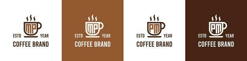 Brief mp und Uhr Kaffee Logo, geeignet zum irgendein Geschäft verbunden zu Kaffee, Tee, oder andere mit mp oder Uhr Initialen. vektor