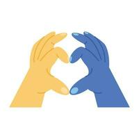 Gelb und Blau Hände Bildung Herz vektor