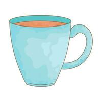 te i blå kopp ikon vektor