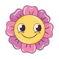 Blume lächelnd retro Stil Symbol vektor