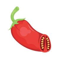 röd chili peppar skära vegetabiliska vektor