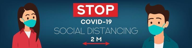 Social Distance-Konzept, Web-Banner-Coronavirus-Prävention vektor