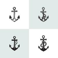 Schiff Anker Logo Symbole einstellen Silhouette vektor