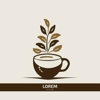 te kopp eller kaffe affär logotyp ikon vektor med löv
