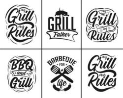 Grill Grillen Vektor Typografie T-Shirt bündeln Design. Grill T-Shirt Design
