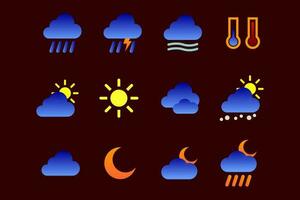 einstellen von Wetter Symbole, Wetter einzigartig Symbole einstellen Elemente zum Handy, Mobiltelefon und Netz vektor