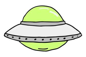 gelbgrau Karikatur UFO Außerirdischer Ebene. UFO, Außerirdischer, Illustration, Vektor. vektor