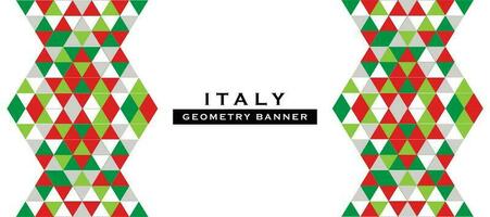 Italien geometrisk baner mall oberoende dag, Italien flagga med geometrisk abstrakt design med grön och röd Färg, och vit vektor