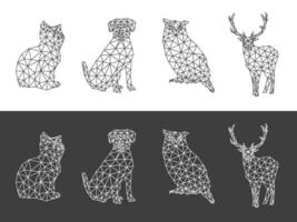 uppsättning av djur- triangel låg poly konst vektor design illustration