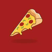 Illustration von ein Pizza. Pizza geschmolzen Karikatur Illustration. Essen Vektor Symbol Konzept.