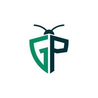 brev gp skadedjur kontrollera logotyp vektor