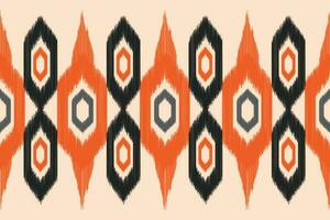 ethnisch Ikat Stoff Muster geometrisch Stil.afrikanisch Ikat Stickerei ethnisch orientalisch Muster braun Sahne Hintergrund. abstrakt,vektor,illustration.für Textur, Kleidung, Schal, Dekoration, Teppich, Seide. vektor