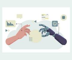 Roboter und Mensch Hand künstlich Intelligenz vektor