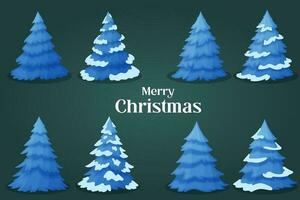einstellen von Blau Weihnachten Bäume, mit Schnee vektor