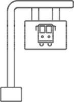 svart linje konst illustration av buss stå ikon. vektor