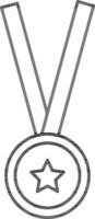 isolerat medalj ikon i svart tunn linje stil. vektor