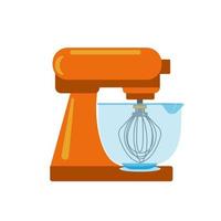 Elektromixer mit orangefarbenem Kunststoffboden und transparenter Kunststoffschale zum Kochen von Elektro-Küchengeräten Vektor-Clipart im Cartoon-Stil isolieren flache Illustration vektor