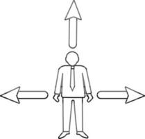 Illustration von Mitarbeiter Symbol mit drei Richtung von Pfeil. vektor