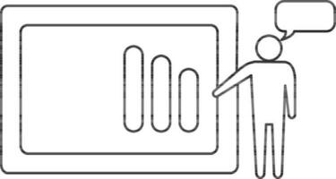 Schlaganfall von Geschäftsmann Symbol mit Tafel und Plaudern unterzeichnen. vektor