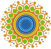 indisk symbol, ashoka hjul med blommig design. vektor
