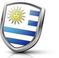 uruguay flagga med Sol symbol i glansig skydda. vektor