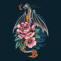 draken avfyrade en vacker blomma vektor
