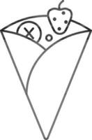 Obst Kegel Symbol im schwarz linear Stil. vektor