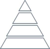 vier Bühne Pyramide Diagramm dünn Linie Kunst Symbol. vektor