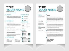 professionell CV eller återuppta mall design med brev omslag design. vektor
