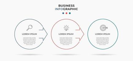 Vektor-Infografik-Design Geschäftsvorlage mit Symbolen und 3 Optionen oder Schritten kann für Prozessdiagrammpräsentationen Workflow-Layout-Banner verwendet werden vektor