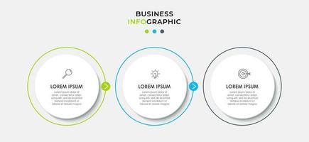 Vektor-Infografik-Design Geschäftsvorlage mit Symbolen und 3 Optionen oder Schritten kann für Prozessdiagrammpräsentationen Workflow-Layout-Banner verwendet werden vektor