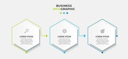 Vektor-Infografik-Design Geschäftsvorlage mit Symbolen und 3 Optionen oder Schritten kann für Prozessdiagrammpräsentationen Workflow-Layout-Banner verwendet werden vektor