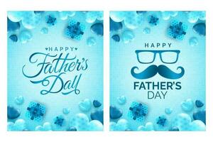 Lycklig fars dag hälsning med kärlek prydnad på blå bakgrund, för baner, social media utfodra, berättelser vektor