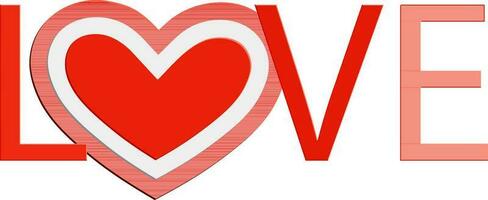 kreativ röd text kärlek med hjärta. vektor