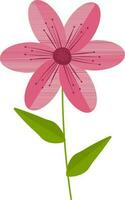 blomma med löv ikon i rosa och grön Färg. vektor