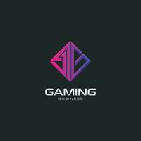 brev j4g 3d gaming formad fyrkant logotyp design vektor