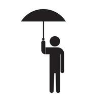 Symbol von ein Person mit ein Regenschirm vektor