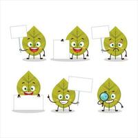 Grün Blätter Karikatur Charakter bringen Information Tafel vektor