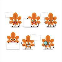 Orange getrocknet Blätter Karikatur Charakter bringen Information Tafel vektor