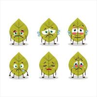 Grün Blätter Karikatur Charakter mit traurig Ausdruck vektor