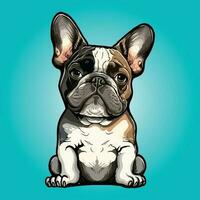 franska bulldogg sitta tecknad serie logotyp vektor