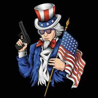 amerikanisch Führer mit Flagge und Gewehr Logo vektor