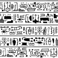 svart vit hand dragen äventyr lekfull vektor sömlös mönster av terar egyptisk inspirerad ikoner. perfekt för rese-tema mönster