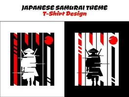 städtisch Samurai mit rot Mond T-Shirt Design. Silhouette Japan Samurai Vektor zum Design T-Shirt Konzept. Samurai Vektor Illustration.