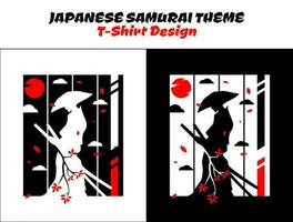 manlig samuraj, silhuett japan samuraj vektor för design t skjorta begrepp, japansk t-shirt design, silhuett samuraj vektor illustration