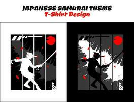 Silhouette Japan Samurai Vektor zum Design T-Shirt Konzept. städtisch Samurai Kampf Pose. Silhouette Samurai. Samurai Vektor Illustration. japanisch T-Shirt Design.